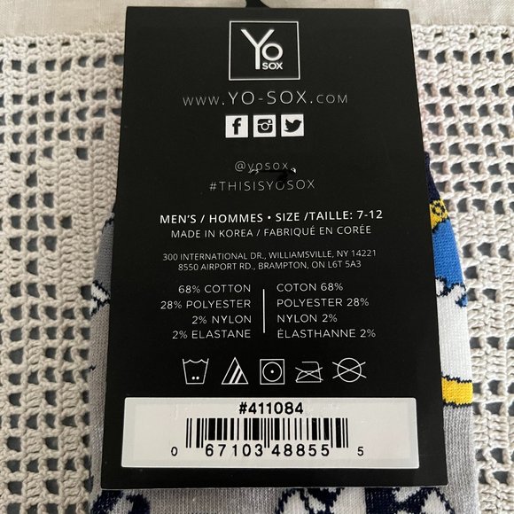 NEW with tags YoSox grey, red, navy, white & yellow socks men’s size 7-12 rare - Picture 7 of 9